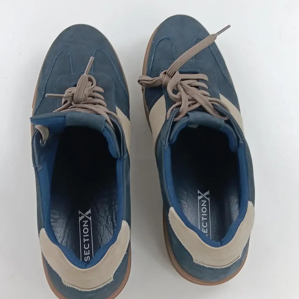 Section X Shoes Mens Size 12 Blue Leather Casual Lace Up Sneakers 641SX0010